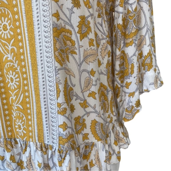 ❣️2/$15❣️ Rachel Zoe Women’s Size Small Yellow Boho Vintage Floral Print Blouse - Picture 2 of 9